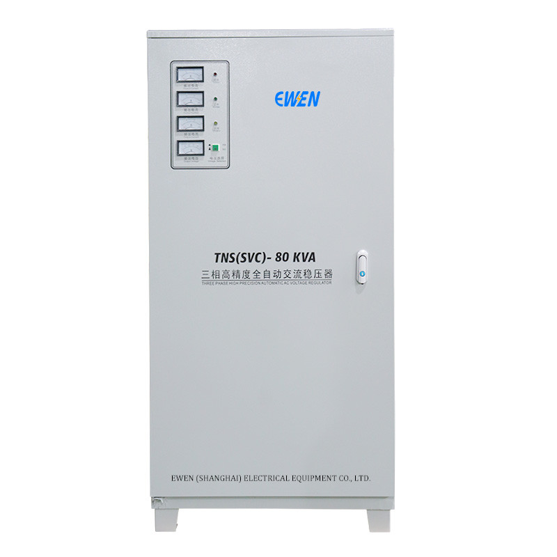 80KVA Τρεις φάσεις Βιομηχανικός σταθεροποιητής τάσης Αυτοματοποιημένος ρυθμιστής τάσης 380VAC 400VAC με κινητήρα σερβο