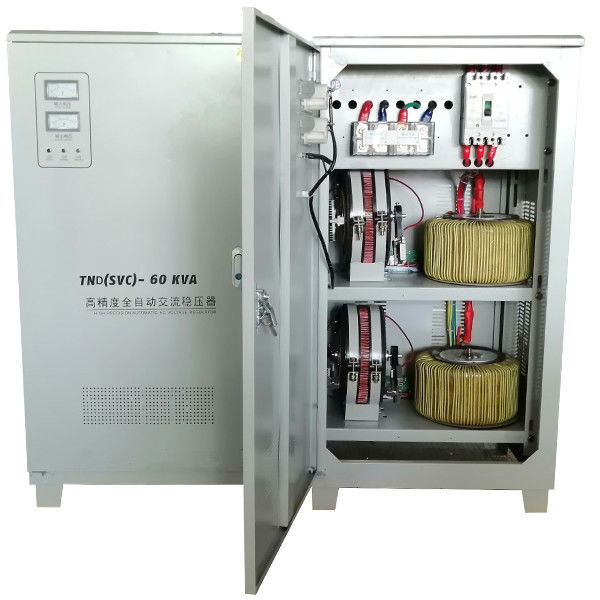 60KVA μεγάλης ακρίβειας αργίλιο ενιαίας φάσης/αυτόματος σταθεροποιητής τάσης σπειρών χαλκού